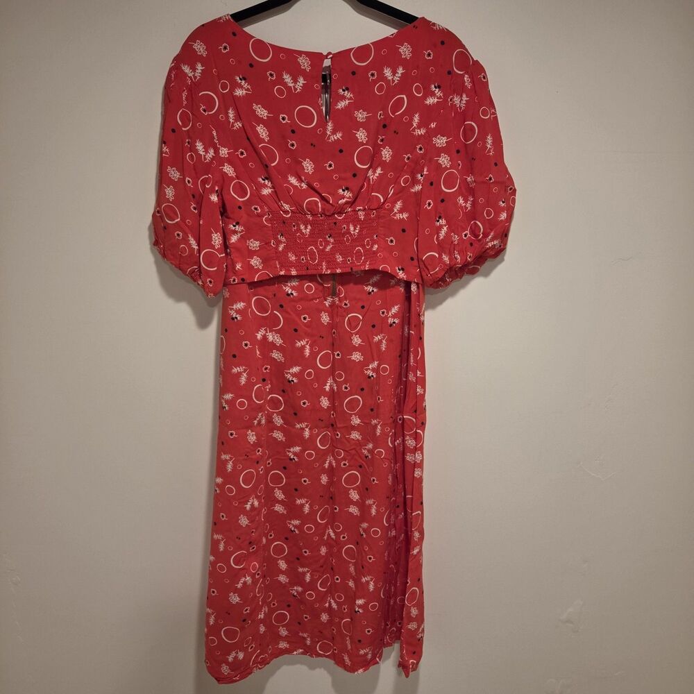 FREE PEOPLE Sz 12 Danni Jane Red Print Two Piece Crop Top & Midi Skirt Set Gypsy - Picture 8 of 13